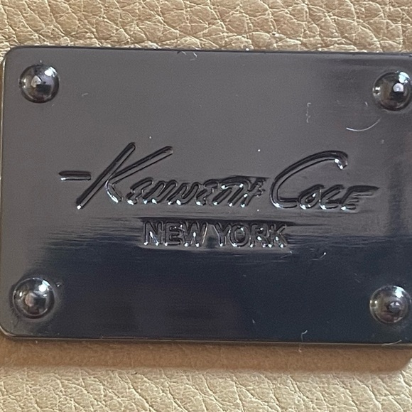 Pale yellow leather Kenneth Cole zippy wallet. Apx 8 x 4.5“. GUC - Picture 2 of 9